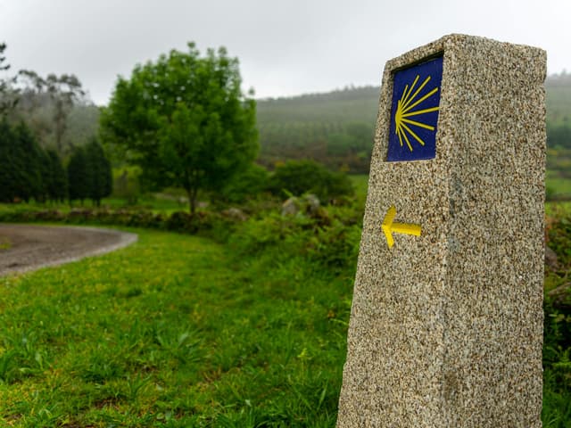 The scallop shell and yellow arrow are the iconic waymarks that guide pilgrims along every Camino de Santiago route