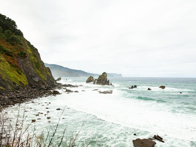 The dramatic coastal cliffs of Spain's Basque Country on the Camino del Norte